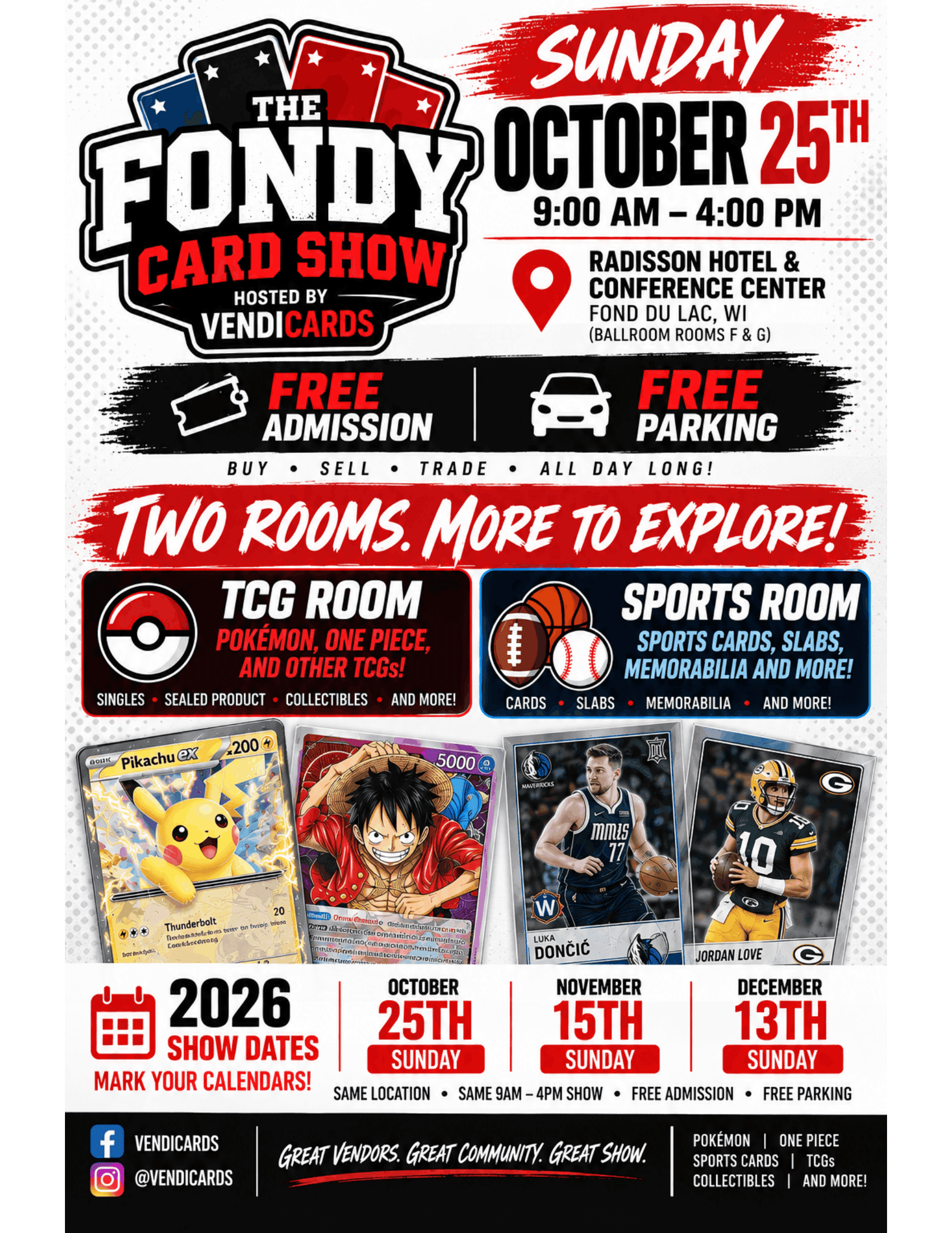 Fondy Card Show Event Poster - Sunday October 25th, 2026 at Radisson Hotel Fond du Lac - Trading Cards & Collectibles