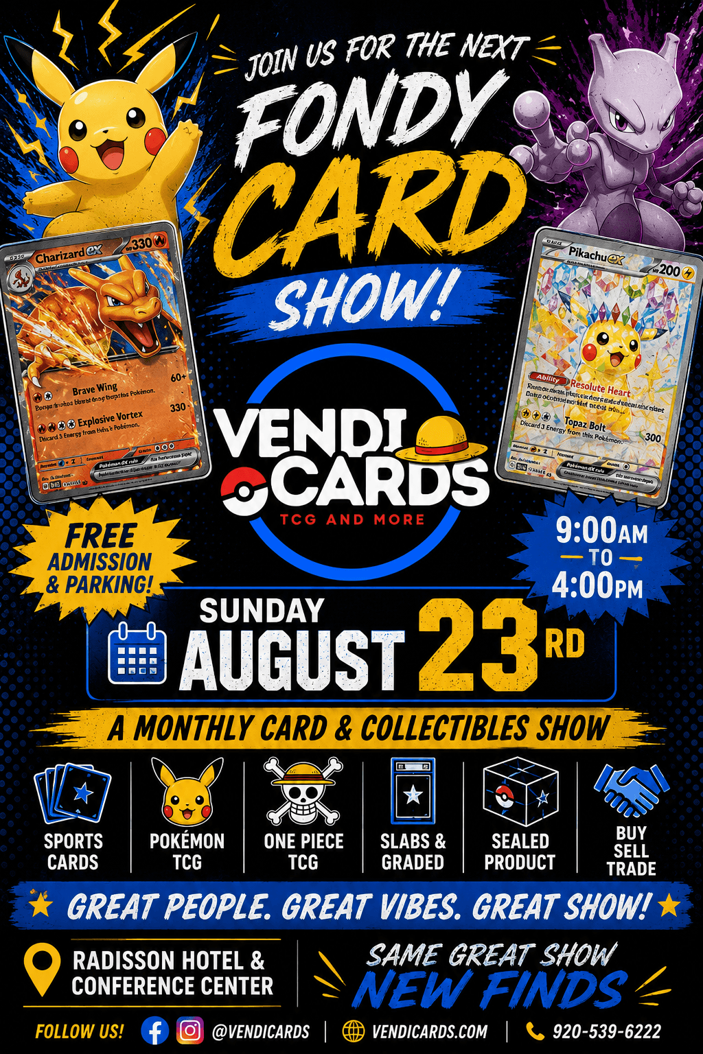 Fondy Card Show Event Poster - Sunday August 23rd, 2026 at Radisson Hotel Fond du Lac - Trading Cards & Collectibles